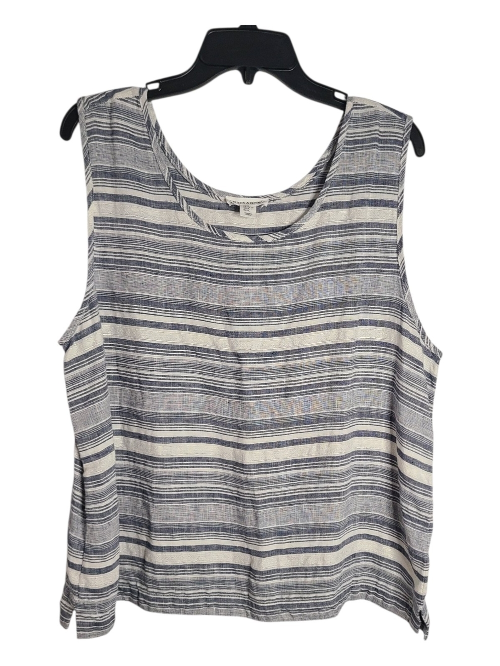 Artisan NY 100% Linen Striped Tank Top Blue White XL